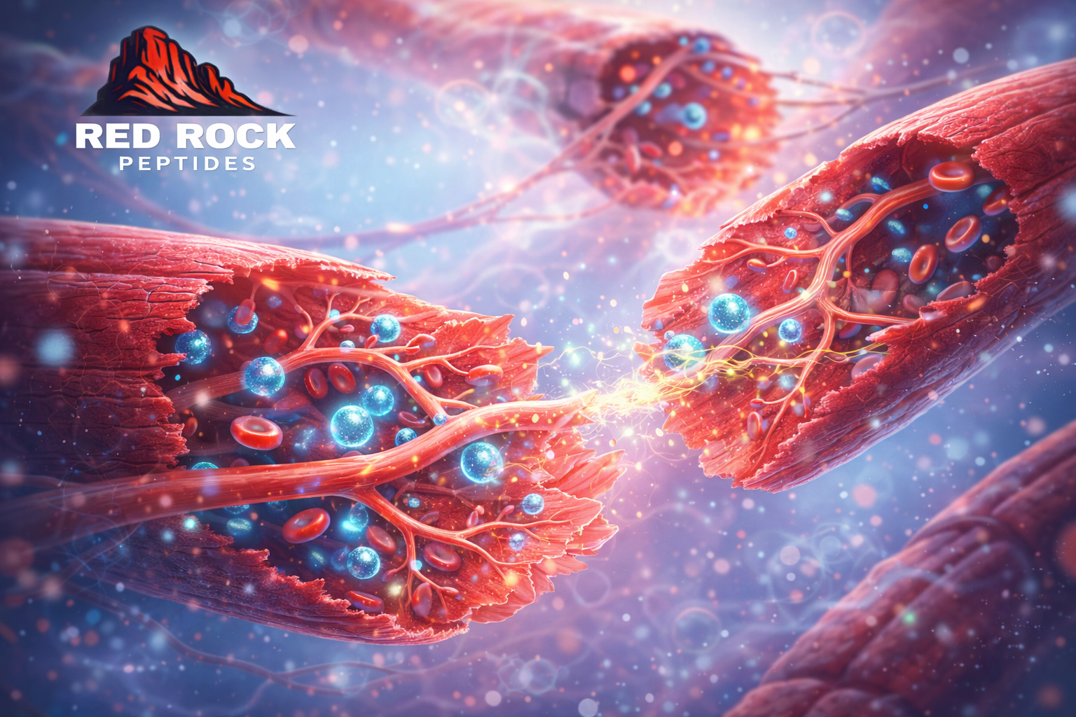 Muscle tissue repair at cellular level BPC-157 + TB-500