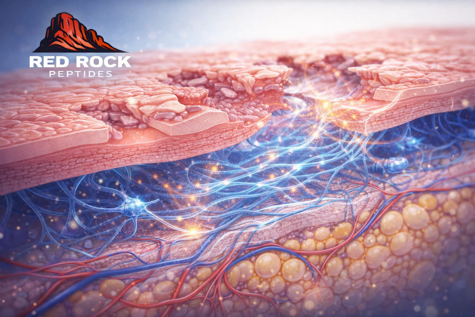 Skin regeneration close-up with collagen formation GHK KPV